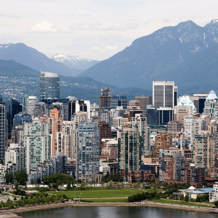 Downtown Vancouver skyline with condos and apartments for seniors living independently